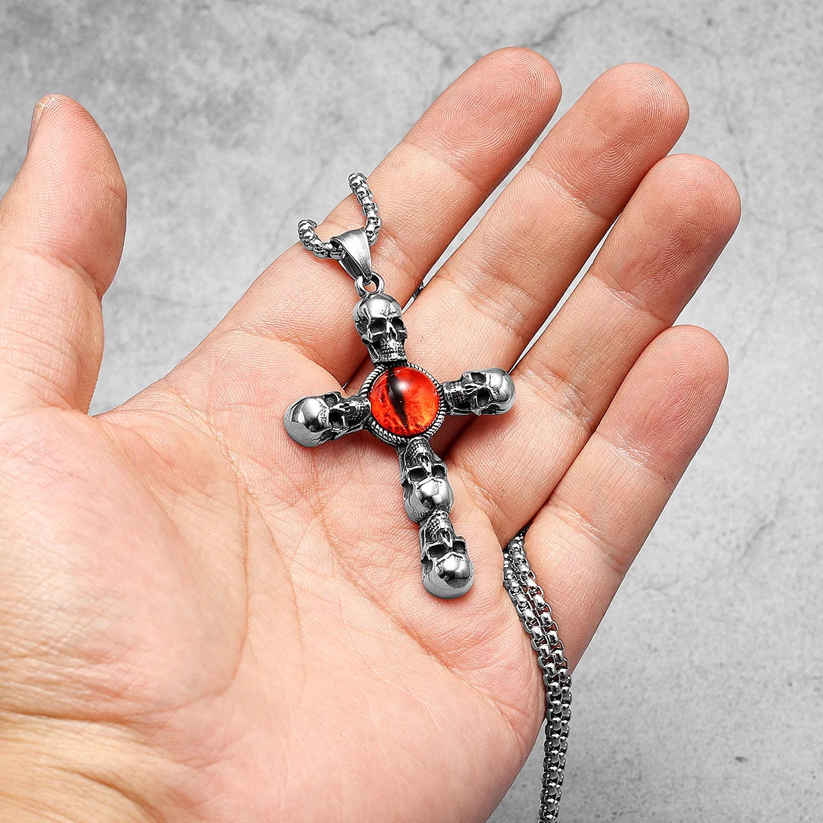 Skull Cross Pendant Necklace — 316L Stainless