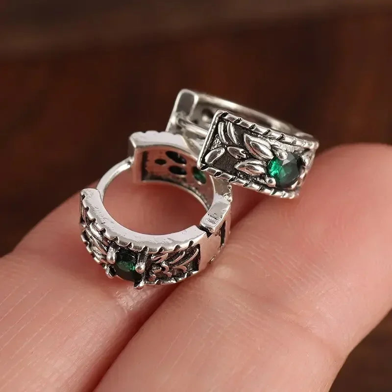 Gothic Spiked Hoop Earrings Small Textured Huggie — Two-Tone
