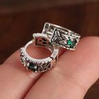 Gothic Spiked Hoop Earrings Small Textured Huggie — Two-Tone
