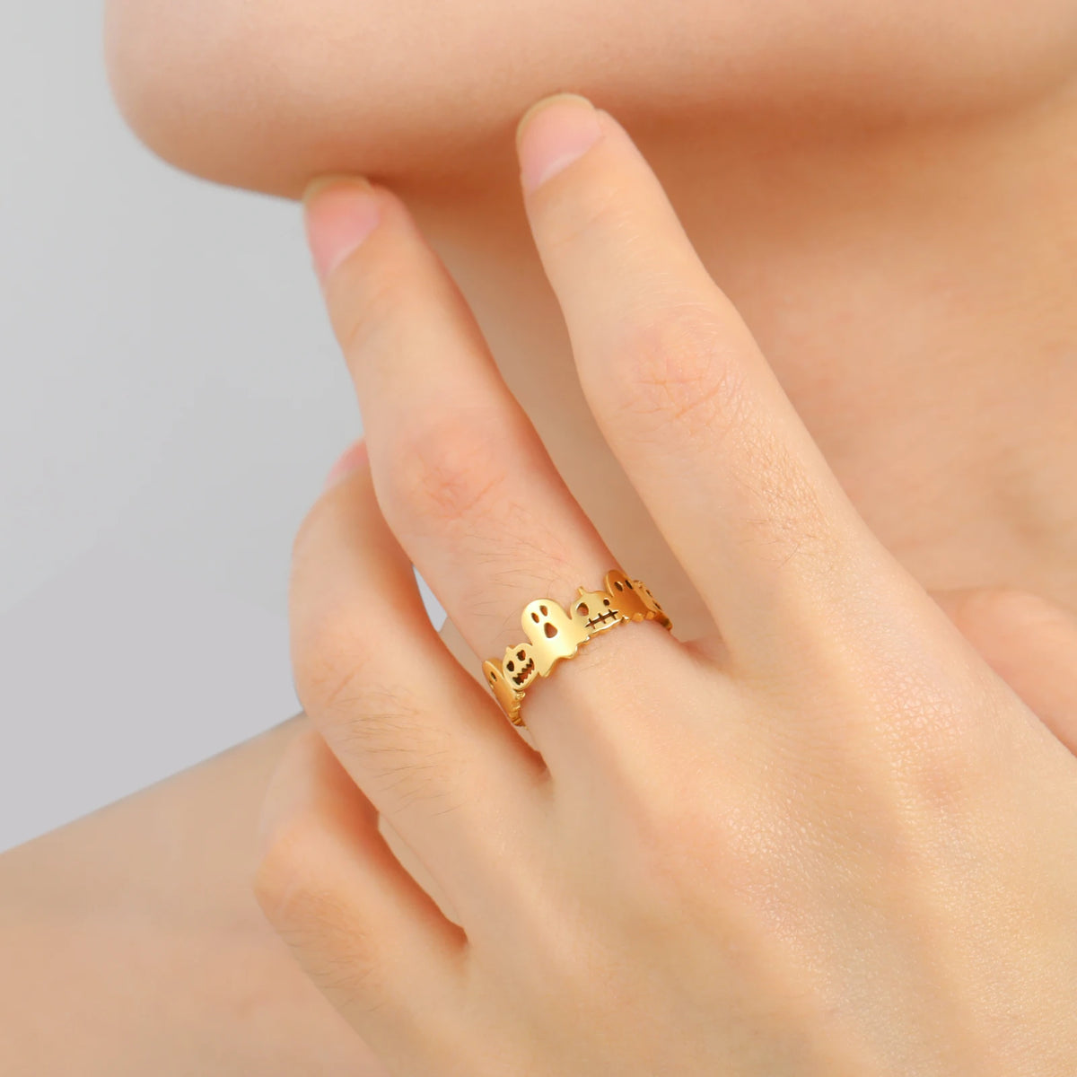 Halloween Pumpkin Ghost Finger Ring — Stainless Steel