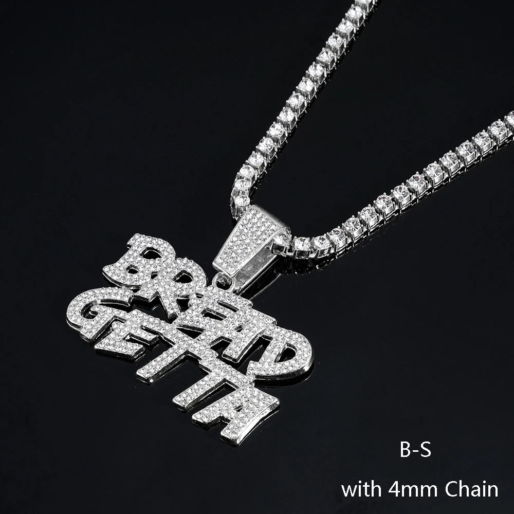 Cuban Chain Letter Pendant Necklace — Zinc Alloy