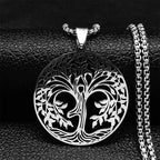 Tree of Life Black Chain Necklace — Stainless Steel