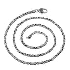 Square Byzantine Link Chain Necklace 2.5mm Choker — Silver-Tone