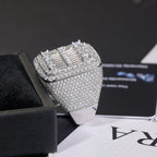 Iced Out Square Geometric CZ Ring — Two-Tone Paved Men's Band