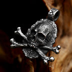 Gothic Skull Crossbones Pendant Necklace — Stainless