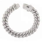 Gold Cuban Bracelet Iced Out 12MM Monaco 18K