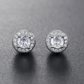 Silver Magnetic Earrings CZ Clip Non-Piercing