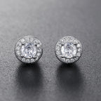 Silver Magnetic Earrings CZ Clip Non-Piercing