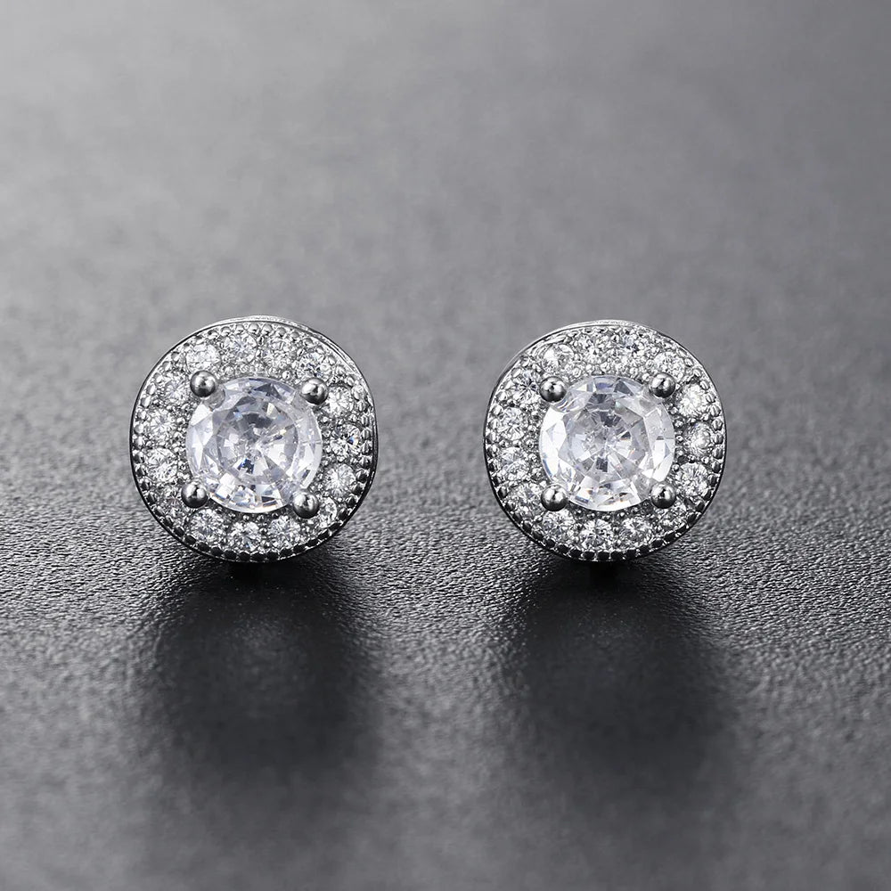 Silver Magnetic Earrings CZ Clip Non-Piercing