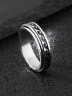 Moon Phase Spinner Ring — Stainless Steel