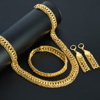 Chunky Chain Cross Collar Necklace Earrings Bracelet Set