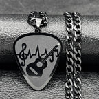 Guitar Pick Gold Pendant Necklace — Stainless Steel