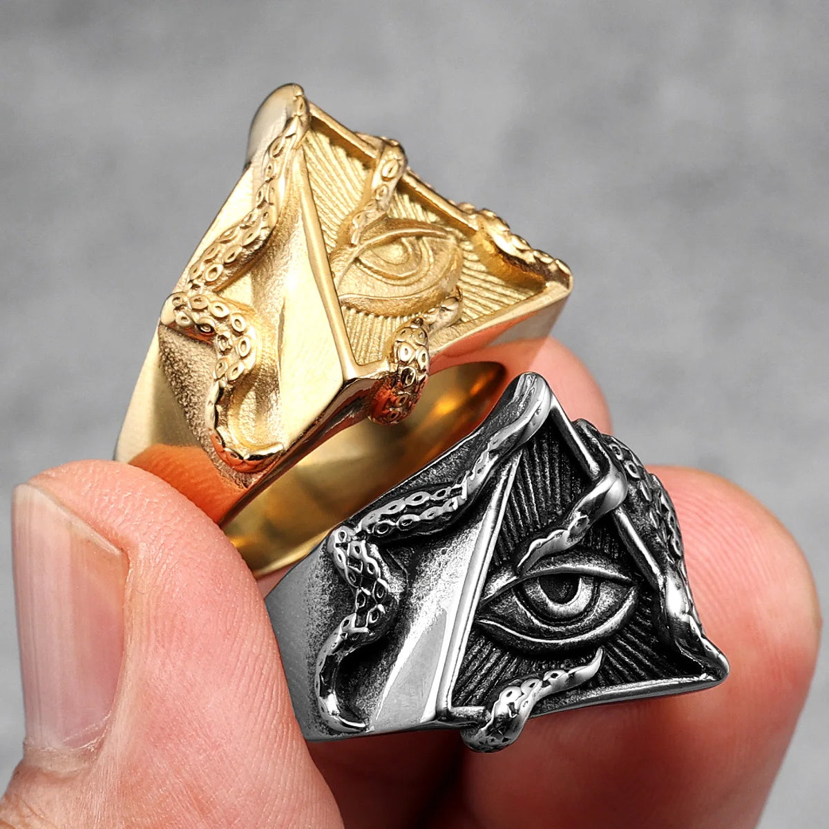 Freemason Illuminati Triangle Ring — Stainless Steel