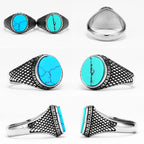 Turquoise Stone Ring Stainless Steel Minimal