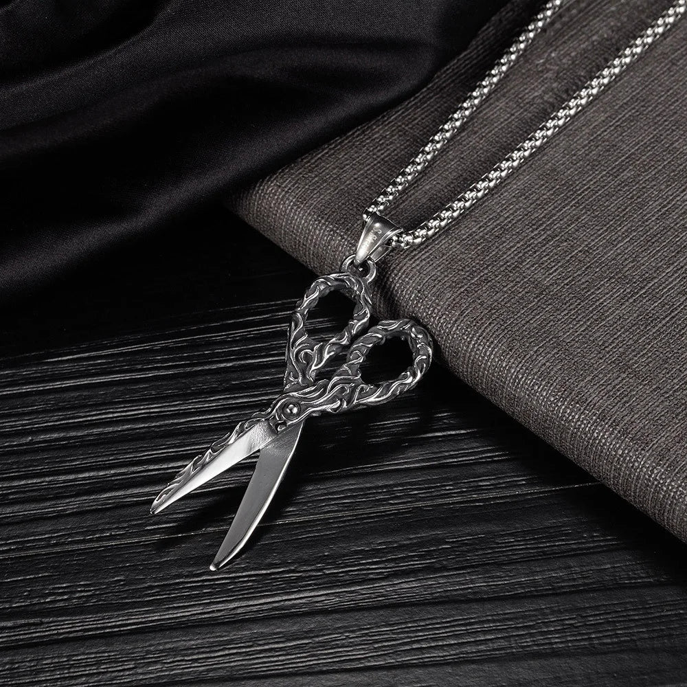 Scissors Pendant Necklace — Stainless Steel