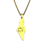 Israel Map Star Of David Pendant Necklace Women Men Stainless Steel Gold Silver Color Geography Country Jewish Chain