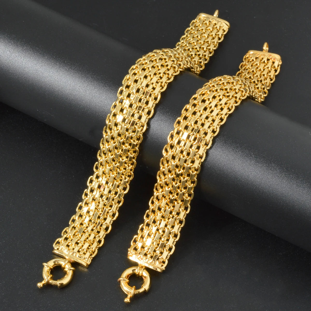 18MM Big Wide Chain For Men Women Bracelet Double Weaving Rolo Cable Curb Link Catenary Chain Fashion Thick Bangle