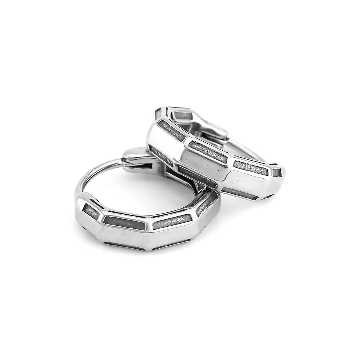 Vintage Plant Bamboo Hoop Earring Men‘s Stainless Steel Minimalist Hip Hop Biker Earrings Fashion Punk Daily Jewelry