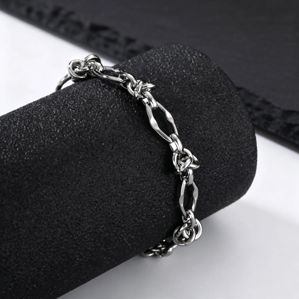 Rock Punk Thorn Knot Chain Bracelet for Men,Hip Hop Stainless Steel Adjustable Chain Wristband,Birthday Male Jewelry