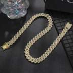 TrendMen Hiphop Rock Cuban Link Chain Alloy Necklaces For men Boys Gold Color Metal Crystal Clavicle Chain Party