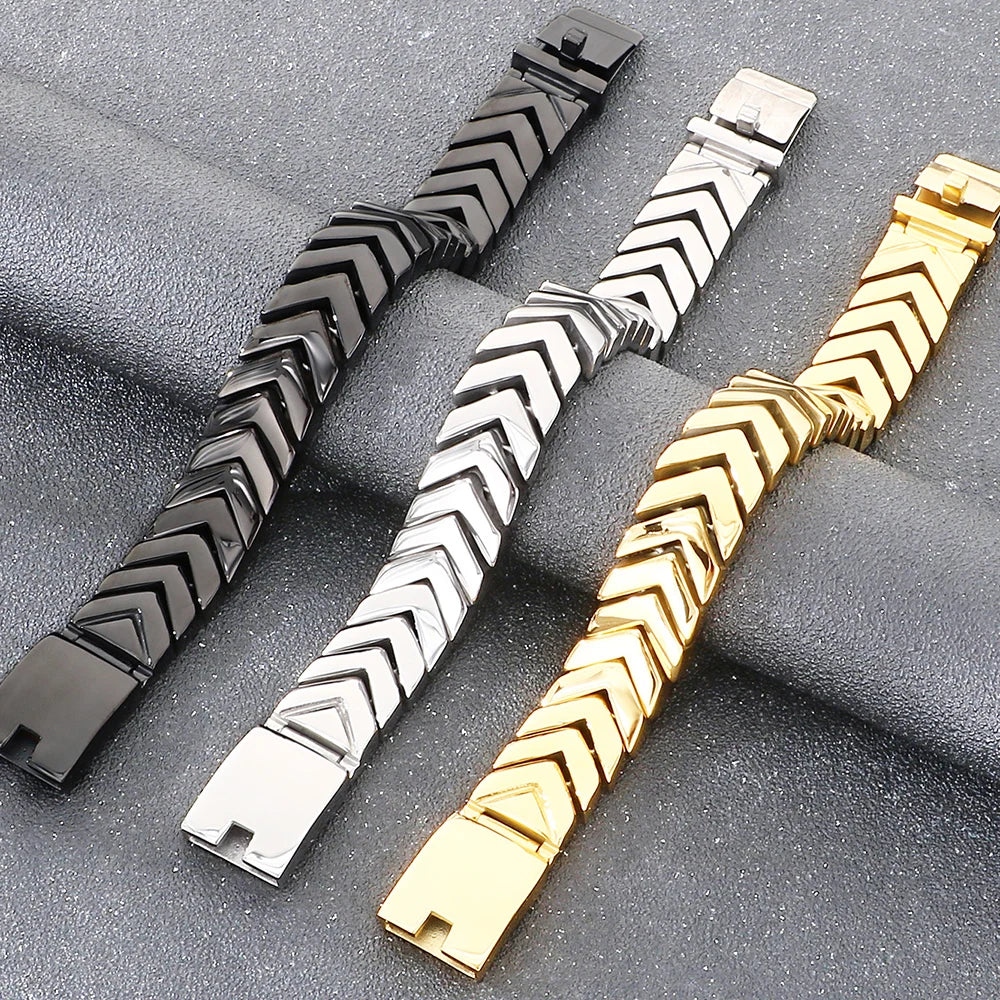 V-Shaped Snake Bone Chain Bracelet for Man High Polished 316l Stainless Steel Men's Bracelets Punk Rock Statement