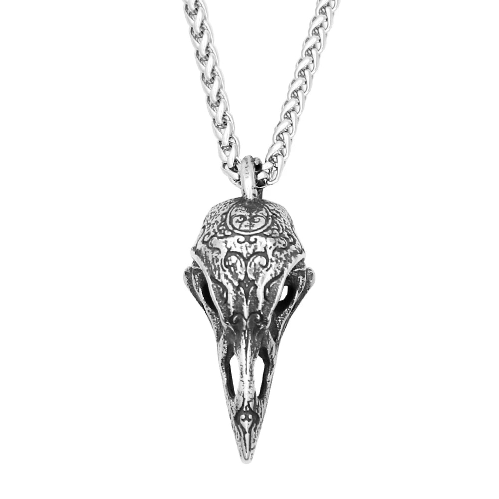 Crow Skull Pendant Necklace — Stainless Steel
