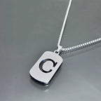Initial Letter Tag Pendant Necklace — Stainless Steel