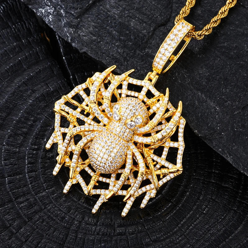 TUHE Hight Quality VVS1 Moissanite Spider pendant 925 Sterling Silver Pendant For Men Hip Hop Jewelry
