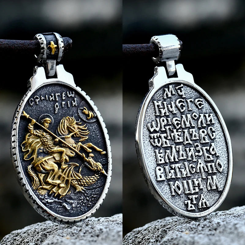 St Christopher Men's Patron Saint Of Time Travelers Archangel Michael dragon slayer st george Pendant Chain Necklace