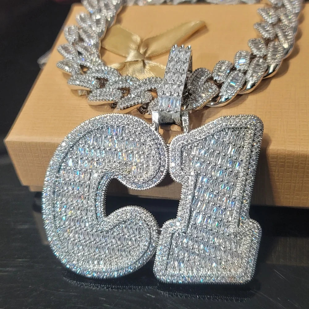 Personalized Solid Back Name Necklace Chain Custom Iced Out Number&Letter Pendant Birthday Gift Icy Baguettecz Hip Hop Jewelry