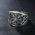Norse Vegvisir Compass Rune Ring — Silver-Tone