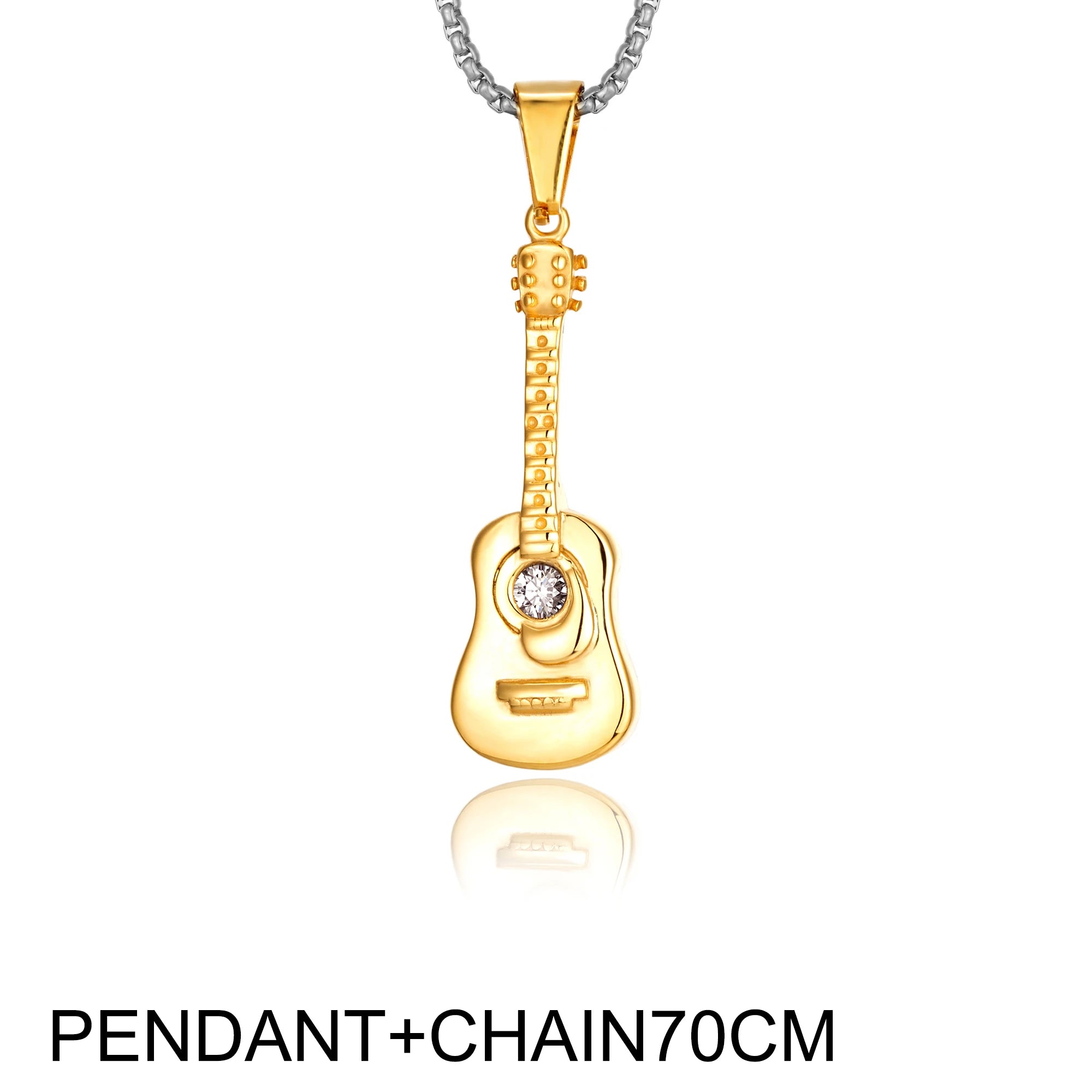 Guitar Stainless Steel Pendant Necklace