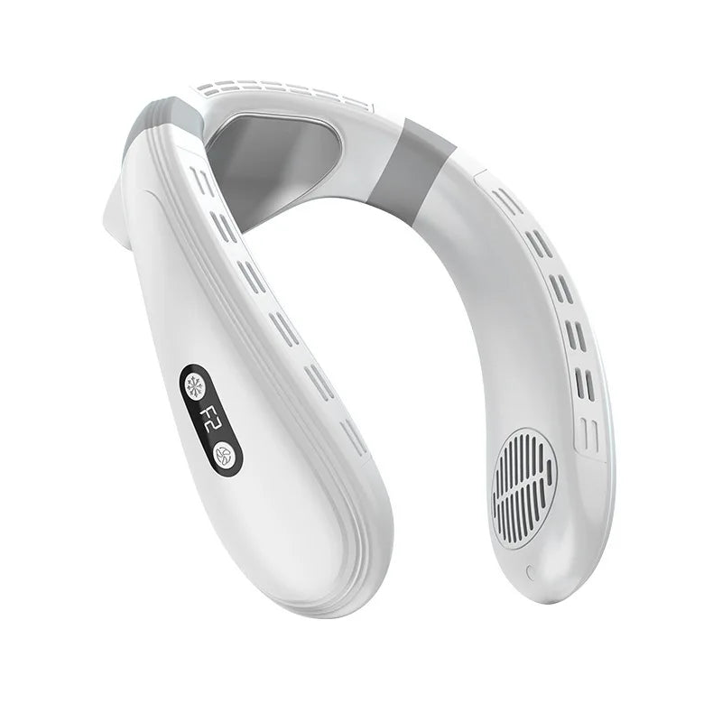 New Portable Neck Fan 5200mAh Neck Air Conditioner Rechargeable Semiconductor Cooling Fan Outdoor Personal Fan Wearable