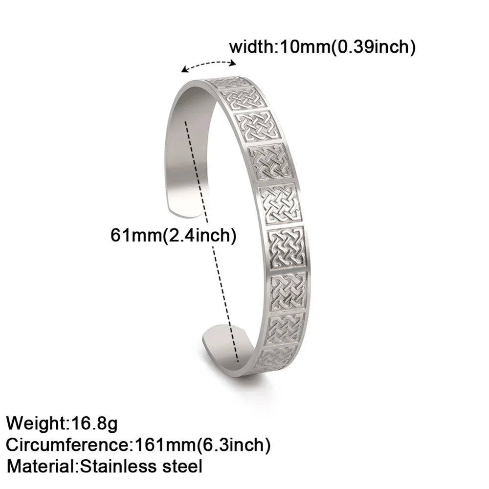 My Shape Vintage Viking Celtics Knot Bangles for Men Couple Stainless Steel Adjustable Open Cuff Bangle Bracelets