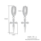 Iced Out Ankh Dangle Hoop Earrings CZ