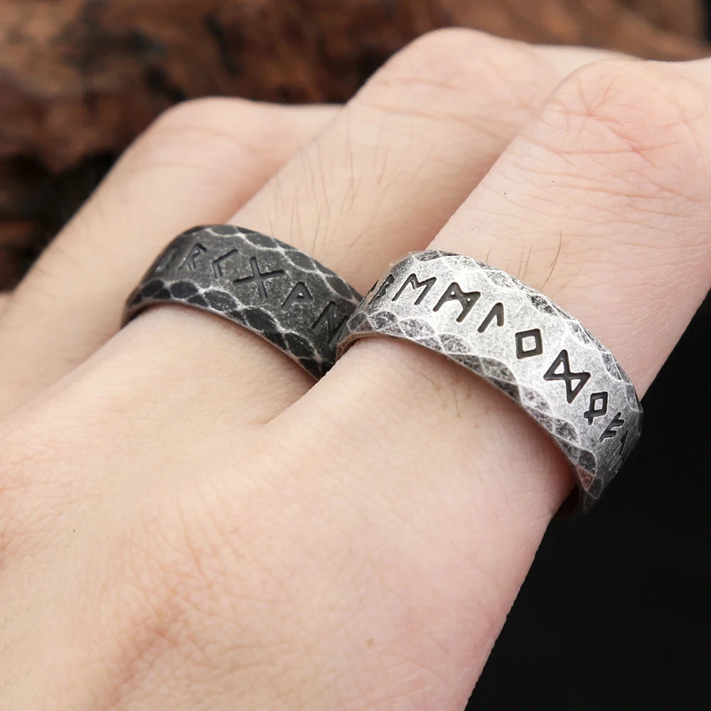 Odin Steel Ring Vintage Viking Letter Rune Nordic