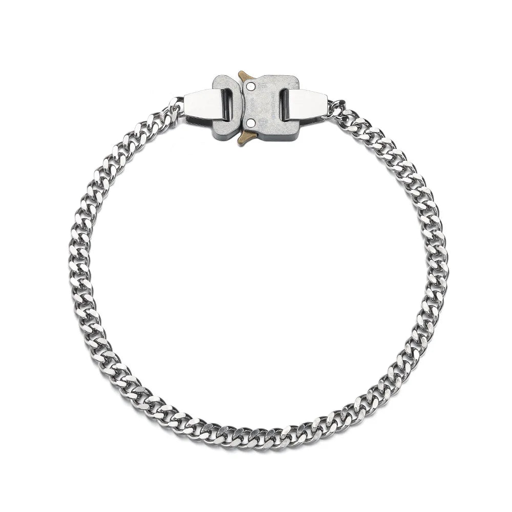 Hip-hop Functional Buckle Thick Chain Metal Lock Necklace Bracelet Personality Street Men and Women Accessories Gift