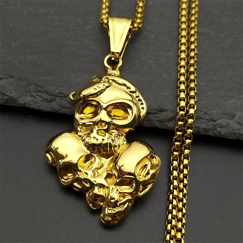 Skull Two-Tone Pendant Punk Party