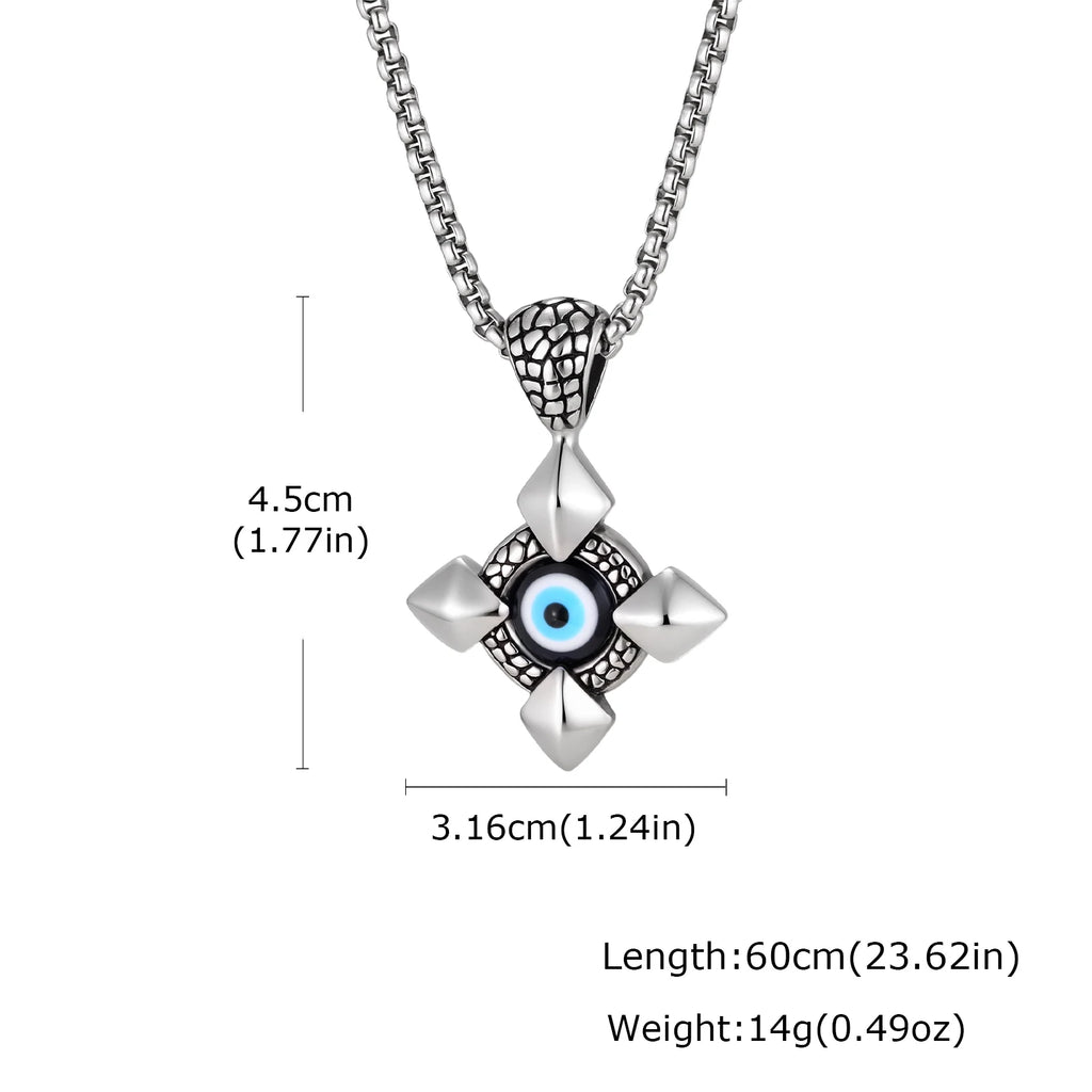 Evil Eye Geometric Pendant Necklace — Stainless Steel