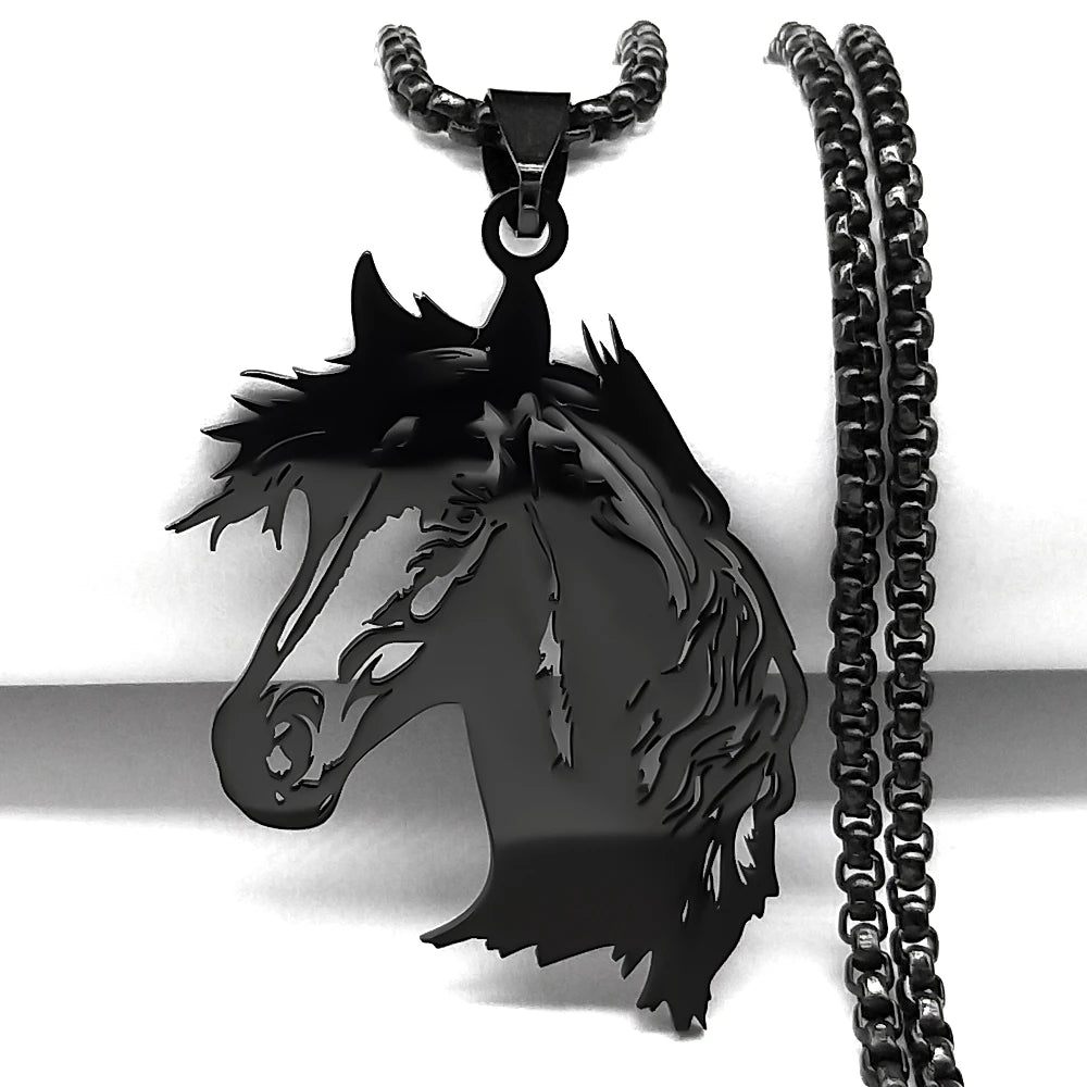 Gold Pendant Horsehead Animal Hollow Out
