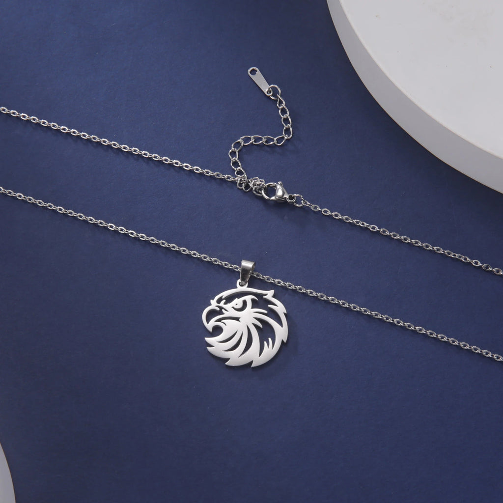 Openwork Eagle Head Pendant Necklace — Stainless Steel