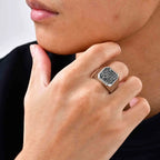 Iced Out Black Zircon Signet Ring — Stainless Steel