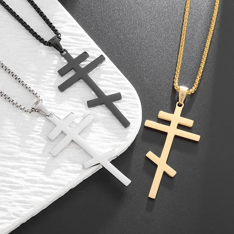 Orthodox Cross Stainless Steel Pendant Necklace