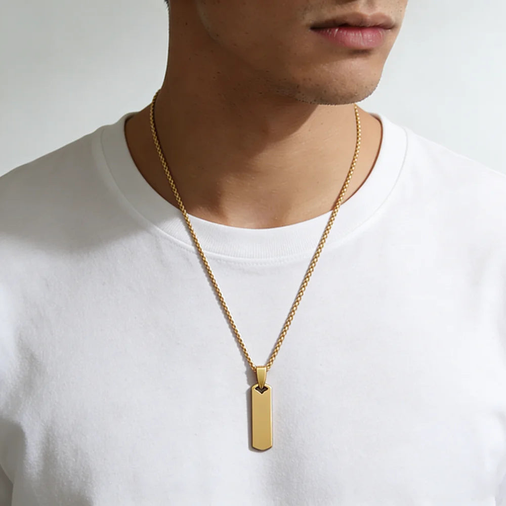 Gold Minimal Box Chain Pendant Necklace