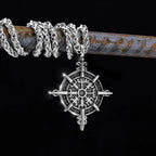 Nordic Totem Amulet Rune Necklace Retro Geometric Pattern Stainless Steel Jewelry Viking Punk Pendant Men's Fashion