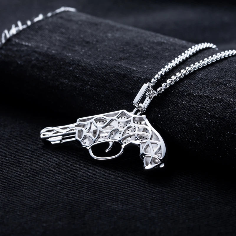 Iced Out Pistol Pendant — 925 Silver