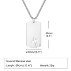 Hollow Cross DogTag Necklaces for Men,Waterproof Stainless Steel Pendant Necklaces,Religious Faith Christ Gift Jewelry