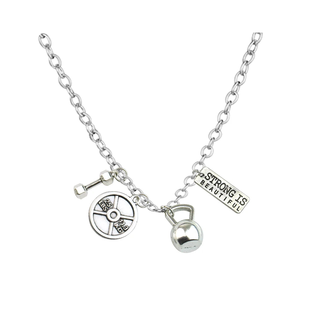 Weight Plate Dumbbell Pendant — Stainless Steel
