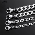 AWit Punk Size 2-7mm Mens Curb Cuban Link Chain Stainless Steel Necklace Women Silver Color Male Jewelry Gifts For Hiphop Boy