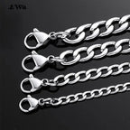 AWit Punk Size 2-7mm Mens Curb Cuban Link Chain Stainless Steel Necklace Women Silver Color Male Jewelry Gifts For Hiphop Boy